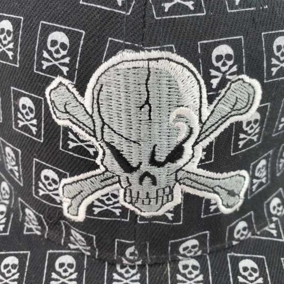 Haina Skull Hat 7 1/8 - Black, White - Picture 3 of 9